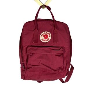Fjallraven Kanken Classic Backpack Red Double Handles Zip Pockets Bag Travel